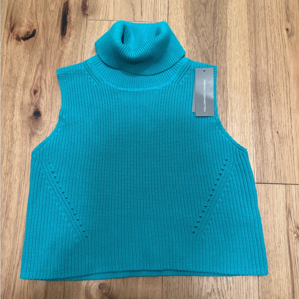 French Connection Blue Cowl Turtleneck Sweater